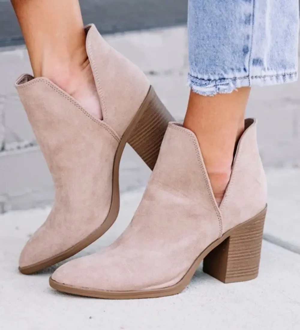 Jeffrey Campbell Orwell Side Slit Suede Ankle Boot Booties Womens 9 Blush Pink